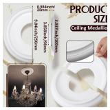 Retisee 4 Pack Split Ceiling Medallion for Light Fixtures Ceiling Light Medallion Round PU Fan Light Cover for Chandelier Pendant, 9.84\ OD x 3.8\in ID, 0.98ftft Thick(White)