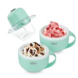 DASH My Mug Ice Cream Maker Machine (Aqua): Multi-Purpose Soft Serve Ice Cream Machine with (2) Bowls for Homemade Gelato, Sorbet, Frozen Yogurt, Built-In Ingredient Chute, Easy to Clean and Store - R