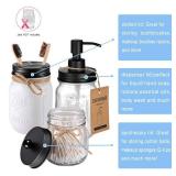 Komashr Mason Jar Bathroom Accessories Lids Set(4pcs) - Jars Not Included - Soap Dispenser,Toothbrush Holder, Apothecary Jars Lids for Regular Mouth Mason Jars - Rustproof Stainless Steel?Black - Reta