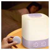 Lyridz LED Nursery Night Light with Clock, Portable Breastfeeding Table Lamp for Baby with Remote Control, 4000mAh Rechargeable Battery, Dimmable, 3 Color Temperature - Retail: $20
