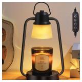 Candle Warmer Lamp with Timer Dimmer - Electric Wax Melt Warmer Lamp for Jar Candles, Vintage Candle Lamp Warmer with 2 Bulbs, House Warming Gifts New Home Decor, Birthday Gifts for Women Mom Black - 