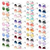 Kingdder 36 Pcs Hippie Round Sunglasses 70s Retro Classic Disco Circle Sunglasses Bulk Tinted Lens Glasses for Party Women Men (Sweet Color) - Retail: $29