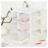 Gonice Small 3 Drawer Storage Organizer, White Plastic Drawer Storage, Small Desktop Organizer for Home, Office - Retail: $20