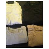 Riyiper 4 Pack Womenfts Half Sleeve Crop Tops Women Boxy Casual Crew Neck T-Shirts Loose Fit Tops Plain Summer Workout Tees(L,Black, Khaki, Light Gray, White) - Retail: $78