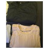Riyiper 4 Pack Womenfts Half Sleeve Crop Tops Women Boxy Casual Crew Neck T-Shirts Loose Fit Tops Plain Summer Workout Tees(L,Black, Khaki, Light Gray, White) - Retail: $78