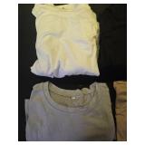 Riyiper 4 Pack Womenfts Half Sleeve Crop Tops Women Boxy Casual Crew Neck T-Shirts Loose Fit Tops Plain Summer Workout Tees(L,Black, Khaki, Light Gray, White) - Retail: $78
