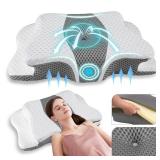 Pain Relief Cervical Pillow for Neck Support,Adjustable Ergonomic Pillow Cozy Sleeping,Odorless Orthopedic Memory Foam Pillows,Contour Bed Pillow for Side Back Stomach Sleeper - Retail: $40