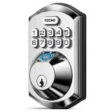 TEEHO TE002 Fingerprint Door Lock - Keyless Entry Door Lock - Electronic Keypad Deadbolt - Smart Locks for Front Door - Auto Lock - Easy Installation - Satin Nickel - Retail: $50