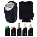 TahoeBay Universal Blank Can Coolers (8-Pack) Neoprene 4 in 1 Insulated Sleeves Fits 12 oz Beer Cans and Bottles, Slim, 16oz Drinks, Water, Blanks for Sublimation, Vinyl, DTF (BlackBlack) - Retail: $2