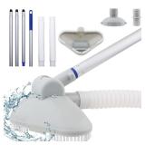 Portable Pool Vacuum Cleaner Kit for Small Pools - Includes Hose, Vacuum Head and 61.5" Telescopic Pole Handheld Pool Vacuum for Above-Ground and Inflatable Pools