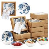 Teenyyou 10 Pack Wedding Favors for Guests Small Ceramic Bowls Bulk Gifts Set 3.3 Inch Blue Floral Design Mini Dipping Bowl Sauce Dish with Cards Box for Party Shower Favor Souvenir - Retail: $27