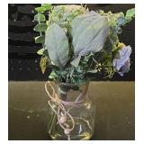 JARELING Artificial Flowers in Vase Fake Flowers Arrangement with Vase Silk Artificial Flowers Indoor for Decoration Home Office Table Centerpiece (Blue) - Retail: $17
