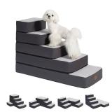 Garnpet 5-Step Adjustable Dog Stairs for High Beds, Dog Steps for Small Dogs and Cats, Foldable Pet Stairs for Bed Climbing, Non-Slip Pet Step Indoor, Grey - Retail: $60