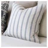 IKATYARN Farmhouse Linen Throw Pillow Cover, Striped Decorative Retro Pillowcase for Sofa Bedroom Pack of 2, 20x20 Inches - Retail: $15