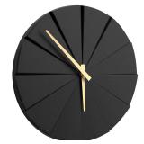 Driini Staircase Modern Wall Clock - Unique 10.5 in. Frameless Concrete Design - Contemporary, Minimalist Decor; No Numbers - Silent Battery Operated Clocks with Decorative Wooden Hands; Black, MISSIN