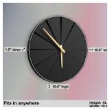 Driini Staircase Modern Wall Clock - Unique 10.5 in. Frameless Concrete Design - Contemporary, Minimalist Decor; No Numbers - Silent Battery Operated Clocks with Decorative Wooden Hands; Black, MISSIN