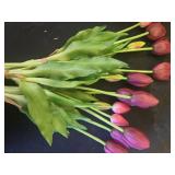 ONLY ART Artificial Pink Tulips 20 Pcs  13.5 Inch PU Faux Flowers with Bendable Stems for Home Décor, Wedding Centerpieces, DIY Floral Arrangements, Table Decorations - Retail: $20