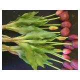 ONLY ART Artificial Pink Tulips 20 Pcs  13.5 Inch PU Faux Flowers with Bendable Stems for Home Décor, Wedding Centerpieces, DIY Floral Arrangements, Table Decorations - Retail: $20