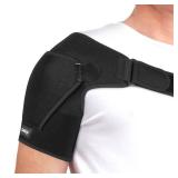 Shoulder Brace with Adjustable Compression Sleeve Rotator Cuff Support and Arm Sling, HotCold Pack Compatible, Breathable Stabilizer for Pain Relief, Fits LeftRight Arm, Men and Women (Large) - Retail