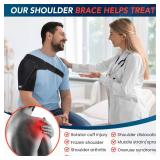 Shoulder Brace with Adjustable Compression Sleeve Rotator Cuff Support and Arm Sling, HotCold Pack Compatible, Breathable Stabilizer for Pain Relief, Fits LeftRight Arm, Men and Women (Large) - Retail