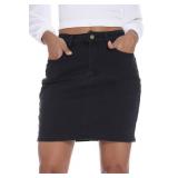 GUANYY Jean Skirts for Women Denim High Waisted Solid Stylish Comfy Cute Short Pencil Mini Skirt Black Large - Retail: $34