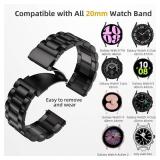 Lerobo Compatible with Samsung Galaxy Watch 8 7 6 5 4 Band 44mm 40mmGalaxy Watch 6 4 Classic Band 43mm 47mm 46mm 42mmActive 2 40mm 44mm, 20mm Stainless Steel Metal Replacement Men Women - Retail: $15