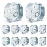 Copkim 12 Pcs Electrical Box Junction Box Galvanized Steel Metal Electrical Boxes, Drawn Construction, Silver (4 x 1-12 Inch,Classic)