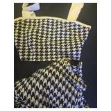 Milumia Womenfts Two Piece Outfit Houndstooth Plaid Crop Tank Top and Pants Set A Black and White X-Small