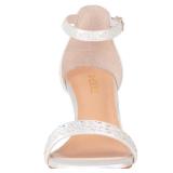 SheSole Womenfts Pearl Kitten Heels Sandals Open Toe Satin Bridal Wedding Shoes for Bride White US 6 - Retail: $33