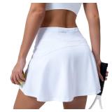 HLZOYOO Womenfts Pleated Tennis Skirt High Waisted Athletic Golf Skorts Skirts with Pockets for Women Workout Sports Casual Skirts (M, White) - Retail: $20