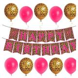 DACST Leopard Party Decorations Set, Cheetah Happy Birthday Banner, Cheetah Theme Balloons, Leopard Wild Birthday - Retail: $14