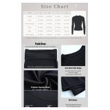 Womenfts 2 Piece Casual Outfits Pajama Slim Fit Long Sleeve Top Fold-Over Bell Bottoms Cotton Jersey Set Black Small - Retail: $19