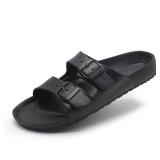 BEMGNAR Mens Lightweight Comfort Slides Double Buckle Slip-on Adjustable EVA Orthopedic Flat Sandals - Retail: $22