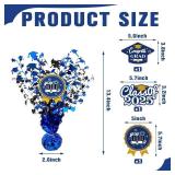 3 Pcs Graduation Table Centerpieces - Balloon Weight Centerpieces Blue Glitter Foil Graduate Cap Centerpieces for 2025 Graduation Party Table Decorations (Blue)