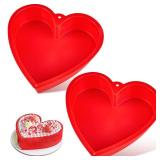 Puyeipt 10 Inch Heart Shaped Cake Pans, 2 Pack Nonstick Silicone Heart Baking Molds for Cakes, Cheesecakes and Brownies (Red) - Retail: $10