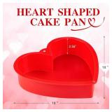 Puyeipt 10 Inch Heart Shaped Cake Pans, 2 Pack Nonstick Silicone Heart Baking Molds for Cakes, Cheesecakes and Brownies (Red) - Retail: $10