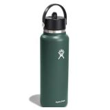 Hydro Flask Water Bottle - Insulated Stainless Steel - Wide Mouth Flex Straw Lid, Non Spill, Leakproof and Refillable in 40 Oz Fir - Retail: $50