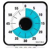 Secura 60-Minute Visual Countdown Timer, 7.5-Inch Oversize Classroom Visual Timer for Kids and Adults, Durable Mechanical Kitchen Timer Clock with Magnetic Backing (Blue) - Retail: $21