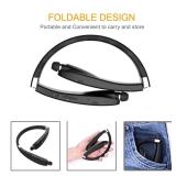 Foldable Bluetooth Headset, Beartwo Lightweight Retractable Bluetooth Headphones for SportsandExercise, Noise Cancelling Stereo Neckband Wireless Headset (with carry case) - Retail: $30