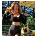 FULLSOFT High Waisted Biker Shorts for Women-5" Tummy Control Fitness Athletic Workout Running Yoga Gym Soft Shorts (Black,Small-Medium) - Retail: $8