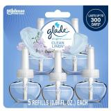 Glade PlugIns Refills Air Freshener, Scented and Essential Oils for Home and Bathroom, Clean Linen, 3.35 Fl Oz, 5 Count - Retail: $12