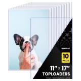 HYARUAT 11 x 17 Rigid Clear Toploaders - Durable PVC Document Protectors, Plastic Sleeves for Photos, Larger Art Prints, and Menu Covers, 10 Pack - Retail: $23