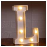 *Bent Slightly Upwards* Small Led Marquee Letters, Light Up Letters, 8.58 Inch Led Letter Lights, Battery Powered Lighted Sign for Table, Party, Birthday, Christmas Decor (Letter L) - Retail: $8