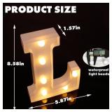 *Bent Slightly Upwards* Small Led Marquee Letters, Light Up Letters, 8.58 Inch Led Letter Lights, Battery Powered Lighted Sign for Table, Party, Birthday, Christmas Decor (Letter L) - Retail: $8