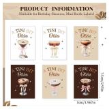 Clabby 48 Pcs a Tini Bit Older Birthday Espresso Martini Label Mini Liquor Bottle Sticker a Tini Bit Older Party Decoration Label Cup Stickers for Birthday Bachelorette Party Decoration(Espresso) - Re