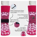 EXPAWLORER Anti Slip Dog Socks to Prevent Licking Paws, Dog Shoes for Hot Pavement, Dog Booties for Small Medium Large Senior Dogs, Traction Control Boots and Paw Protectors for Hardwood Floors Rose -