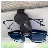 KIWEN Sunglasses Holder for Car Visor, Magnetic Leather Sunglass Eyeglass Hanger Clip for Car Sun Visor Accessories (1, Black) - Retail: $9