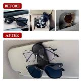 KIWEN Sunglasses Holder for Car Visor, Magnetic Leather Sunglass Eyeglass Hanger Clip for Car Sun Visor Accessories (1, Black) - Retail: $9