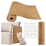 YONGJOY Cat Scratch Couch Furniture Protector, Adhesive Cat Scratch Pad Deterrent for Furniture, DIY Climbing Scratcher for Indoor Cats (Khaki, 78.7x15.8 in) - Retail: $20