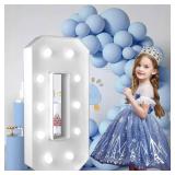 *Slight Damaging on Foam* 3FT36 Inch Marquee Light up Numbers with White Lights,White Marquee Number 0-9 for Birthday Party Large Mosaic Frame Letter Cardboard Pre-Cut Foam Board Sign DIY Decorations 